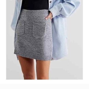 Free People Gray Blue Knit Sweater Mini Skirt w/ Pockets (NWT)